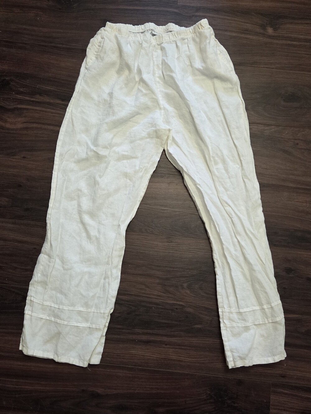 Bryn Walker Pants Womens XL White 100% Linen Pull On Wide Leg Relaxed Boho